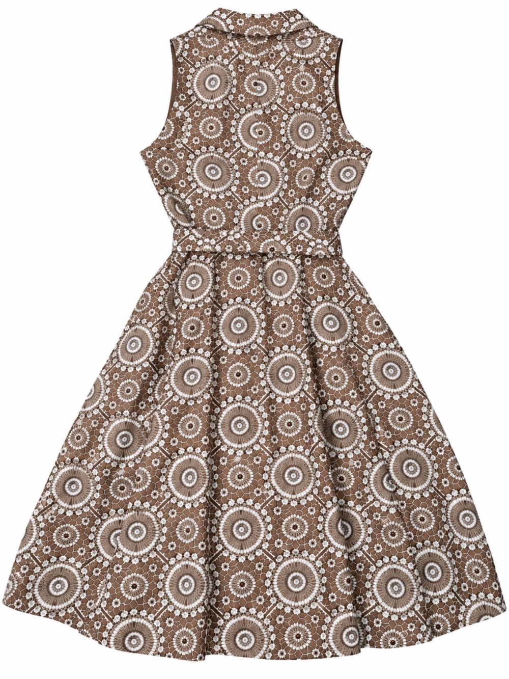 Kasper Dress Size 12 Brown White Floral Fit & Flare Belted Midi Dress - Picture 2 of 6